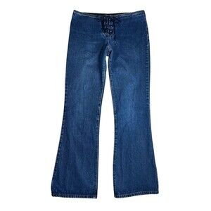Vintage Y2K 90s Women's Lace-Fly Lowrise Flare Jeans Paris Blues  Size 7
